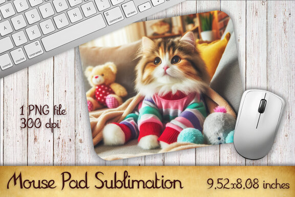 Cute Cat Mouse Pad Sublimation