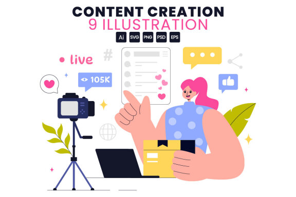 9 Digital Marketing Content Creation Illustration
