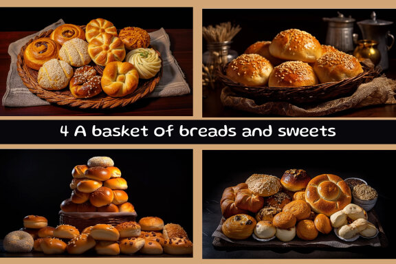 A basket of breads and sweets
