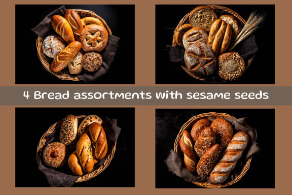 Bread assortments with sesame seeds