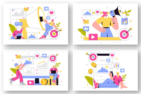 9 Digital Marketing Strategy FREE Illustrations