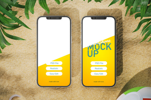 Smartphone On Sandy Beach Mockups