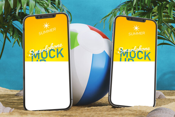 Smartphone on Beach Summer Scene Mockups