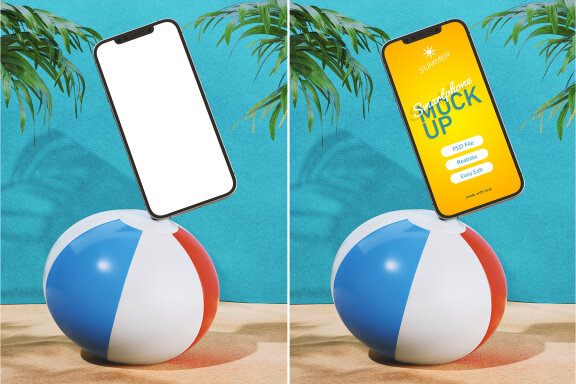 Smartphone on Beach Summer Scene Mockups