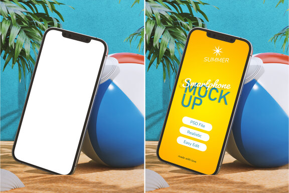 Smartphone on Beach Summer Scene Mockups