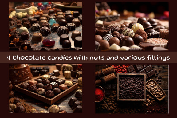 Chocolate candies with nuts and various fillings