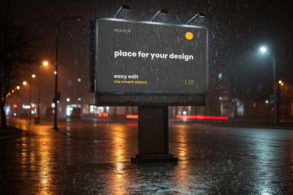 Billboards under the Rain Mockup
