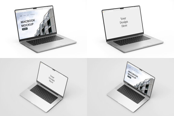 MacBook 16 Inch Mockup - Perspective View