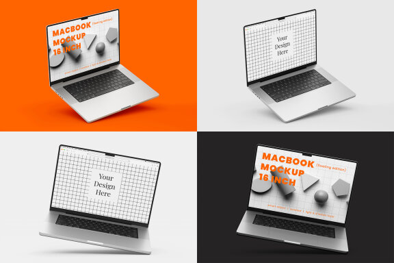 MacBook Pro 16 Inch Mockup - Floating View