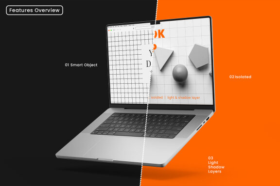 MacBook Pro 16 Inch Mockup - Floating View