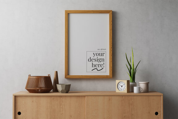 Wooden Frame Mockup 24x36 Inch