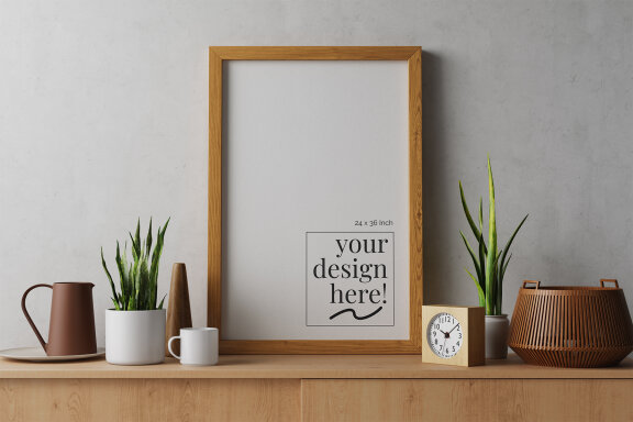Wooden Frame Mockup 24x36 Inch