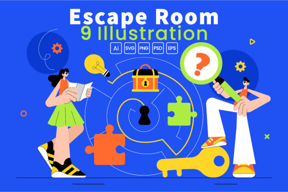 9 Escape Room Puzzle Challenge Illustration