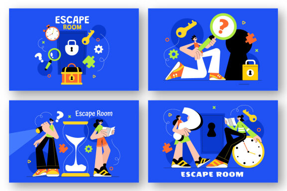 9 Escape Room Puzzle Challenge Illustration