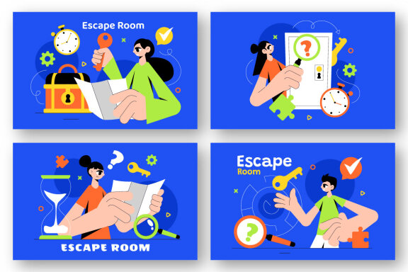 9 Escape Room Puzzle Challenge Illustration