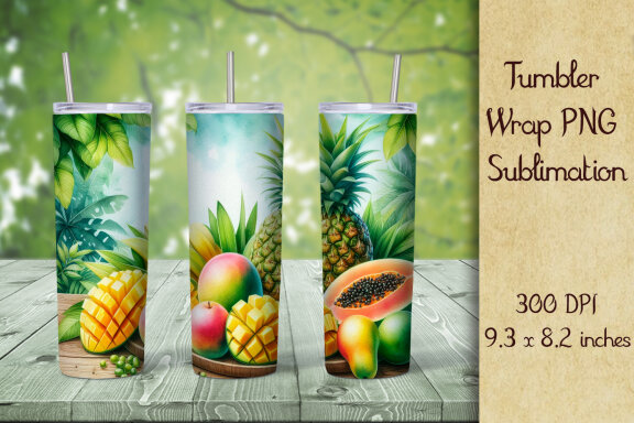 Tropical Fruits Tumbler Wrap Sublimation
