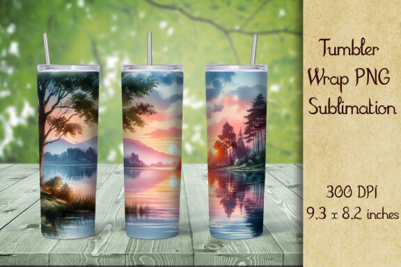 Romantic Pink Sunset Tumbler Wrap Design