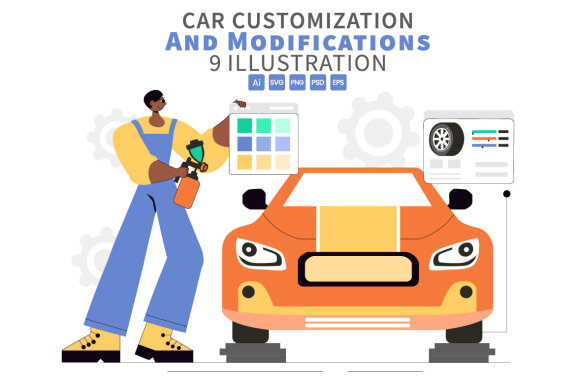 9 Car Customization and Modifications Illustration