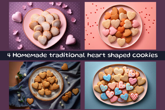 Homemade traditional heart shaped cookies