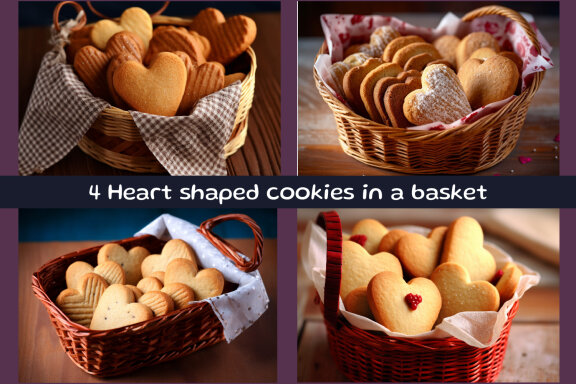Heart shaped cookies in a basket