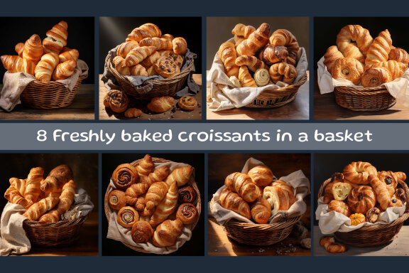 Freshly baked croissants in a basket