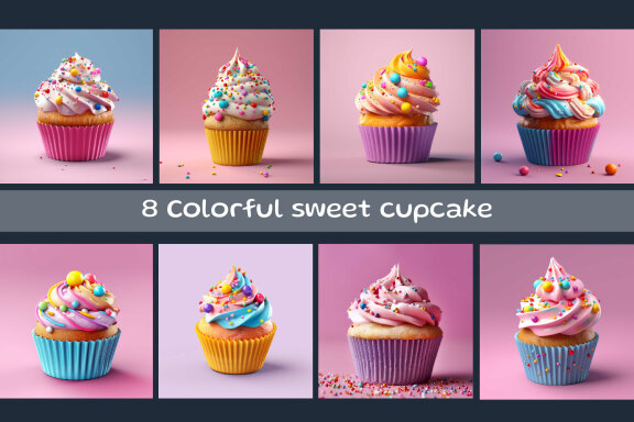 Colorful sweet cupcake