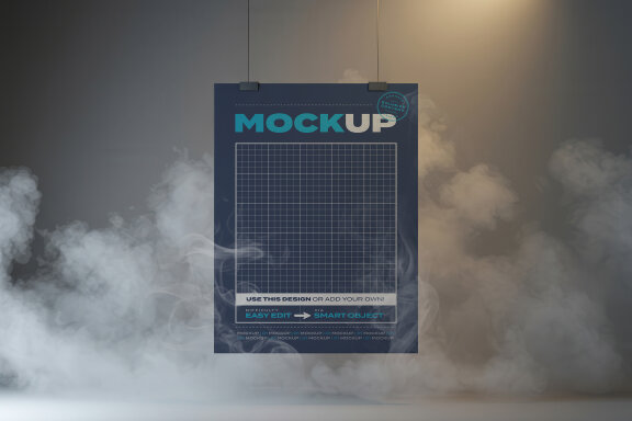 Hanging Poster with Smoke Mockups