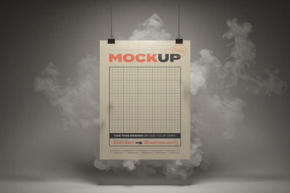Hanging Poster with Smoke Mockups