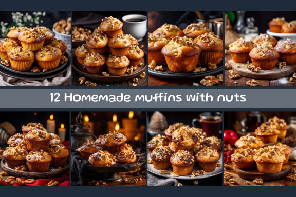 Homemade muffins with nuts