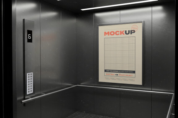Metallic Elevator Ad Poster Page Mockups