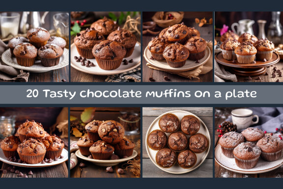 Tasty chocolate muffins on a plate