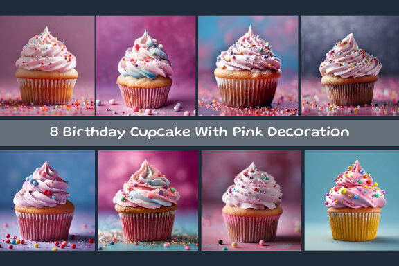 Birthday Cupcake With Pink Decoration