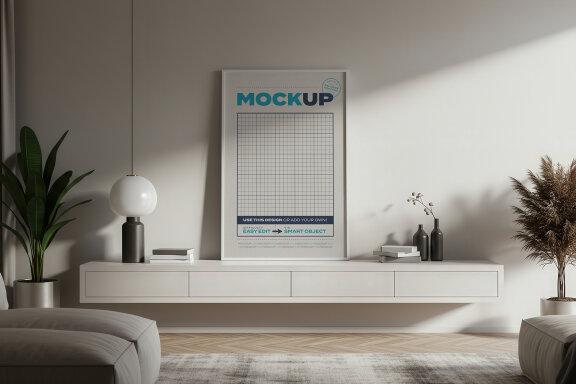 Elegant Living Room Stand Poster Mockups