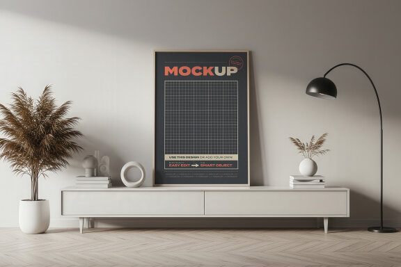 Elegant Living Room Stand Poster Mockups