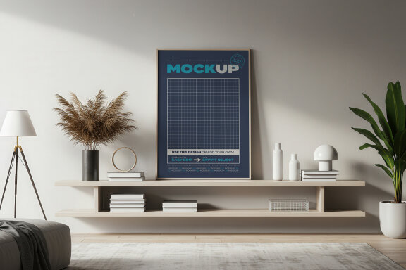 Elegant Living Room Stand Poster Mockups