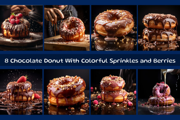 Chocolate Donut With Colorful Sprinkles and Berries