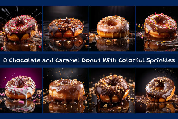 Chocolate and Caramel Donut With Colorful Sprinkles