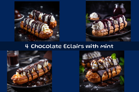 Chocolate Eclairs with mint