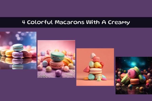 Colorful Macarons With A Creamy