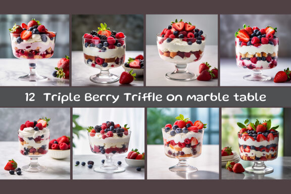 Triple Berry Triffle on marble table