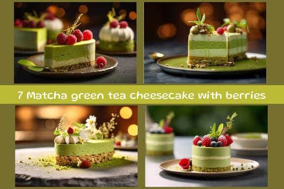 Matcha green tea cheesecake with berries