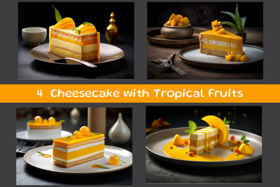 Cheesecake with tropical fruits