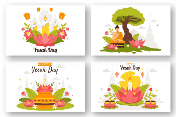 9 Buddhist Vesak Day Illustration