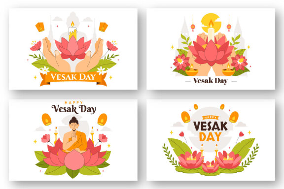 9 Buddhist Vesak Day Illustration
