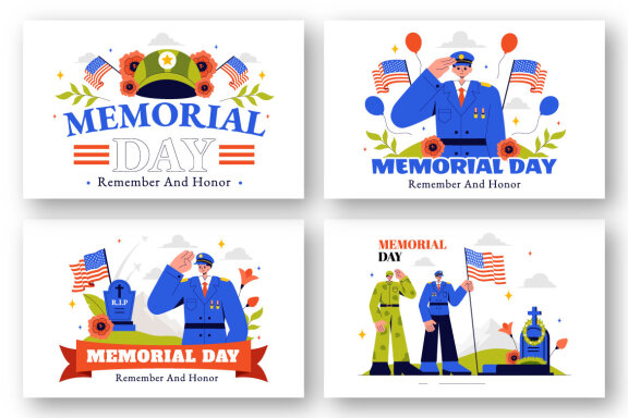 9 Patriotic Memorial Day Illustration