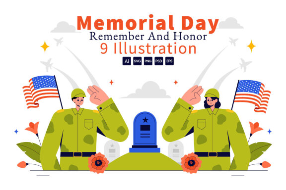 9 Patriotic Memorial Day Illustration