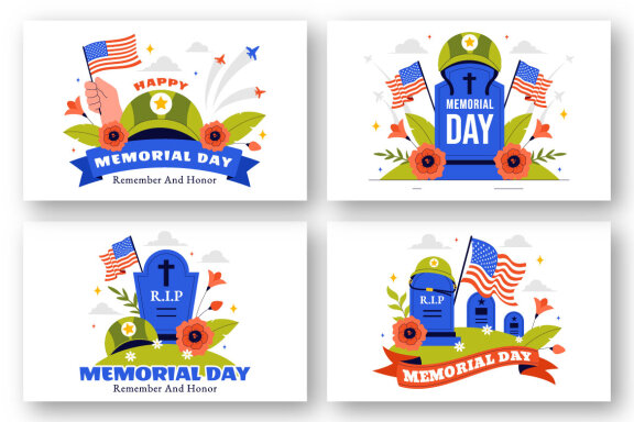 9 Patriotic Memorial Day Illustration