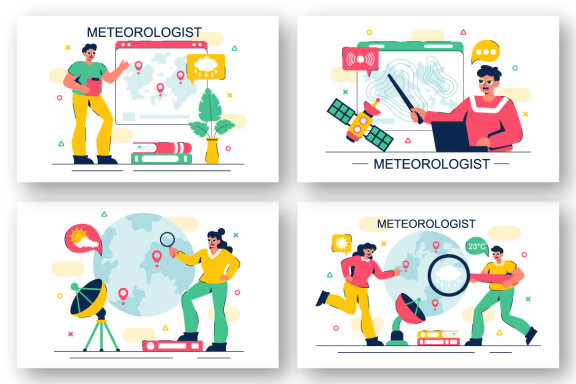 12 Meteorologist Analyzing Illustration