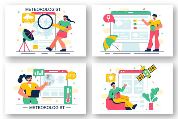 12 Meteorologist Analyzing Illustration