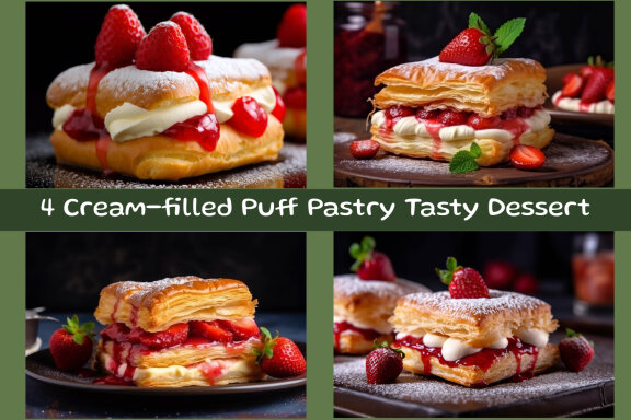 Cream-filled Puff Pastry Tasty Dessert